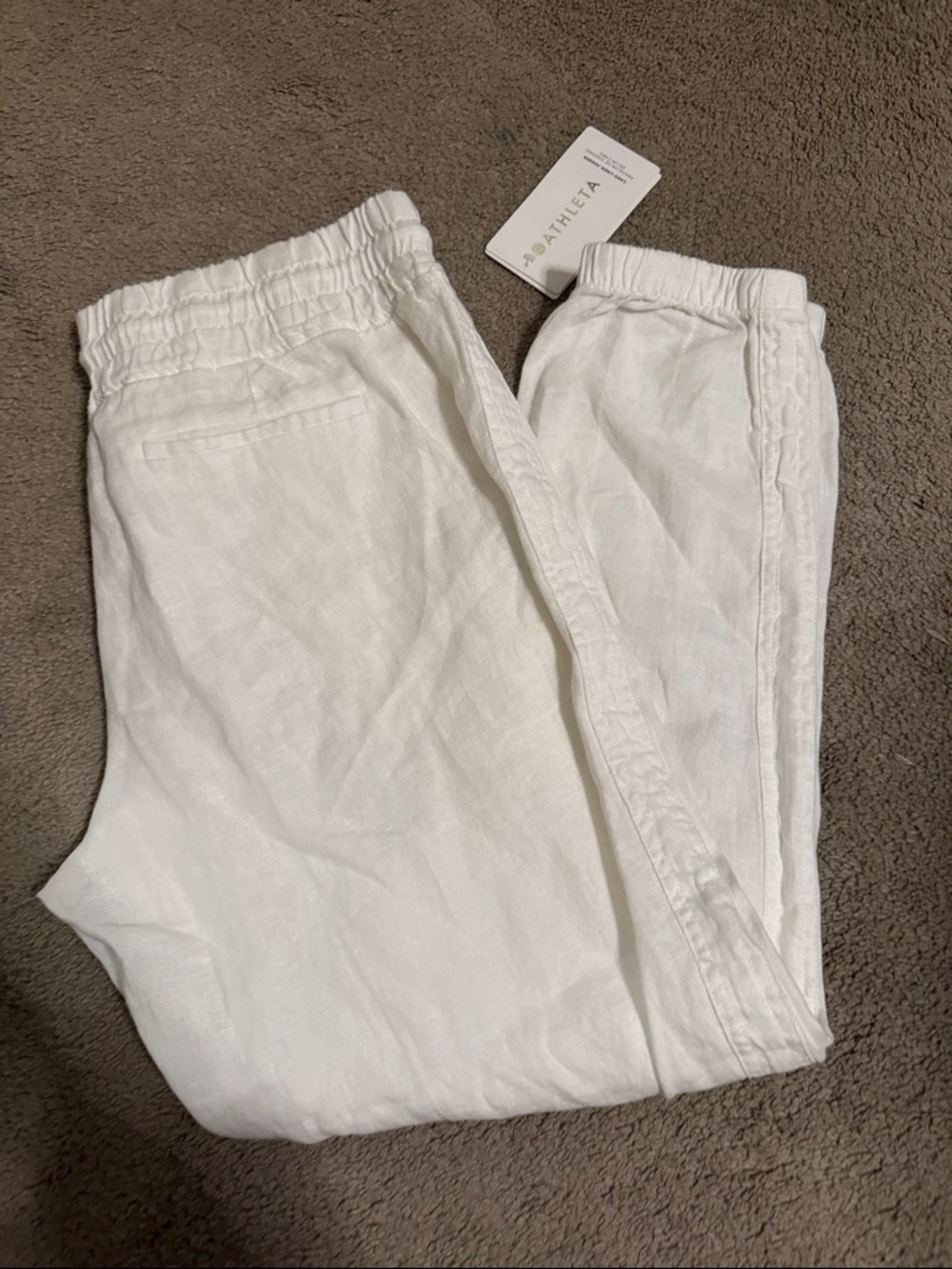 Athleta  White Jogger Linen-Blend Pants - Picture 6 of 6